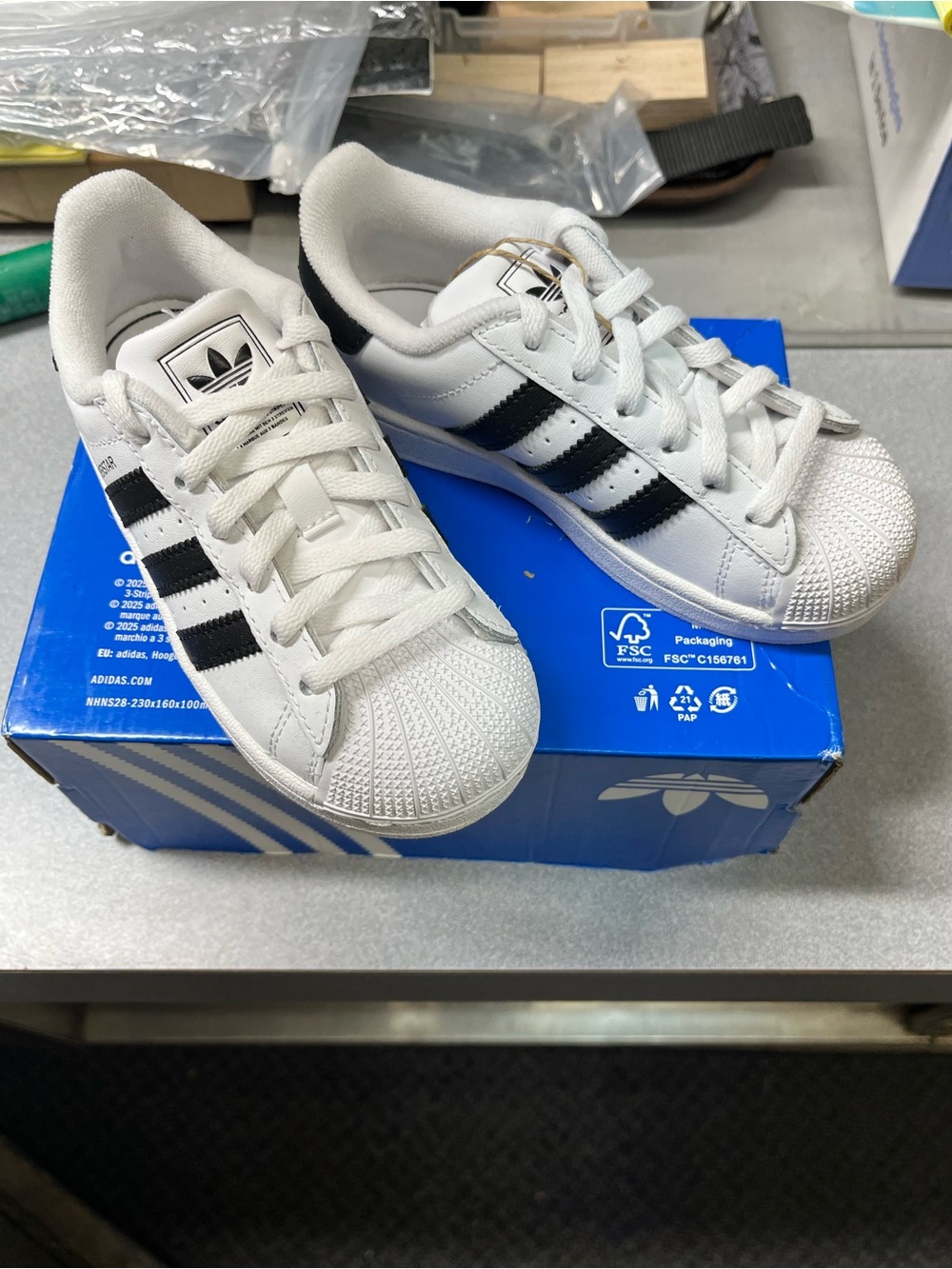 adidas Kids' White & Black Superstar Sneakers New Never Worn. Size 11K